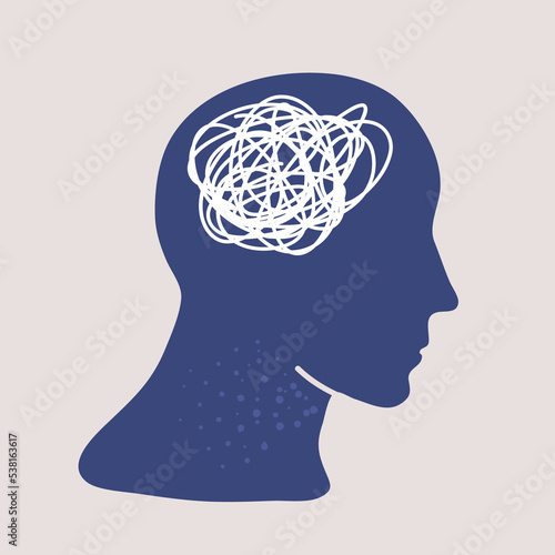 Vector illustration of thread brain inside head