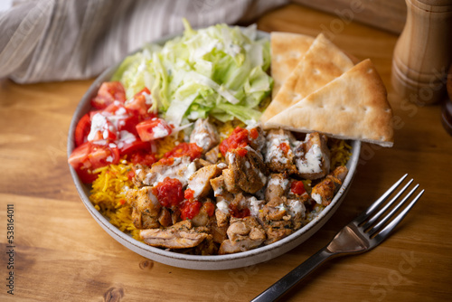 Canvas Print chicken over rice, new york style famous halal food