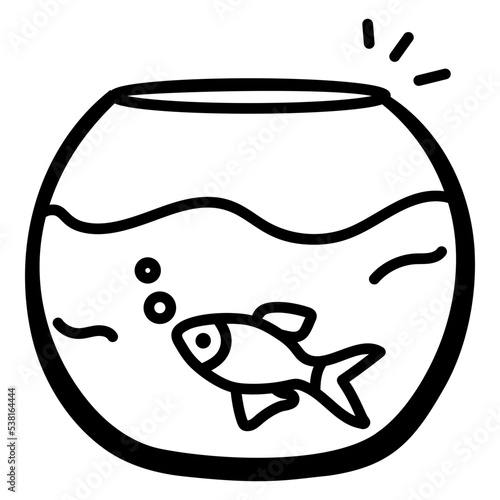 Hand drawn icon of fishbowl 