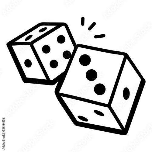 Ready to use doodle icon of dice 