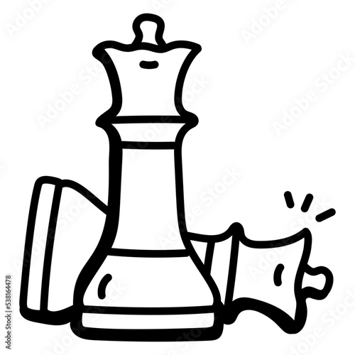 Modern hand drawn icon of chess 