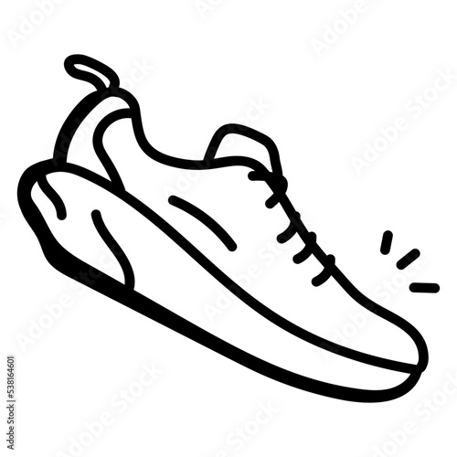 Running shoe hand drawn icon design 