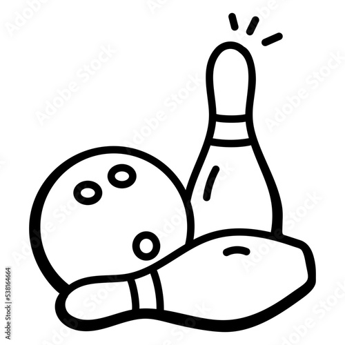 Premium hand drawn icon of bowling 