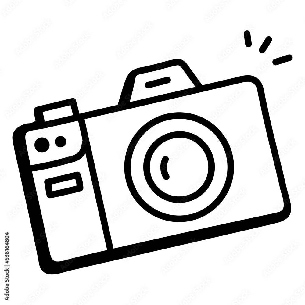 Cursive Camera Icon Get a hand drawn icon of camera Stock Vector | Adobe Stock