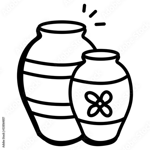 A beautiful doodle icon of ceramic