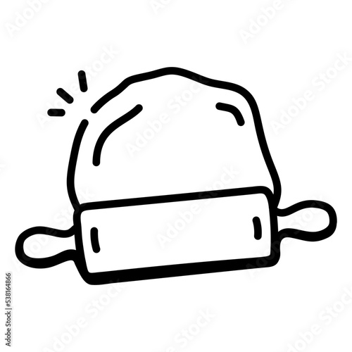 A customizable doodle icon of dough roller  