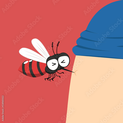 Mosquito bites. mosquito cartoon. wallpaper. free space for text. copy space.