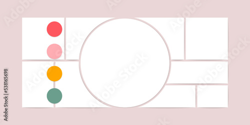 Moodboard mosaic frame. Minimalist photo collage grid,blank mood board mockup portfolio presentation blog. Vector banner