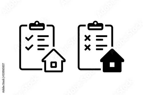 House document with check mark. Home insurance sign symbol. Illustration