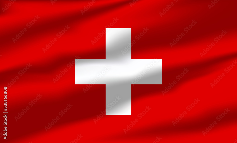 Vector Switzerland Flag Waving Realistic Flowing Flags Vector Switzerland Flag Waving Realistic Flowing Flags