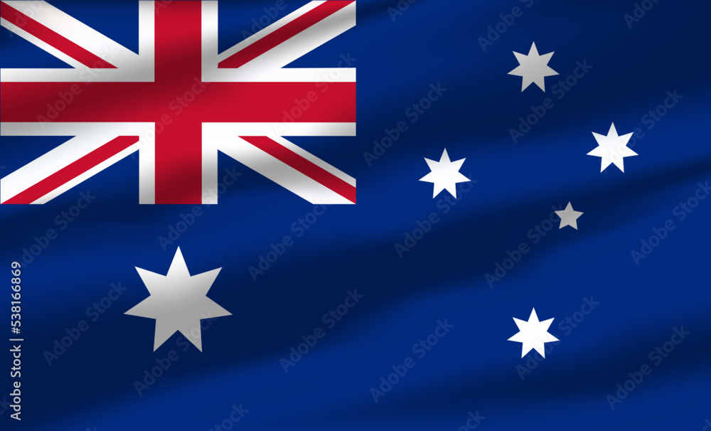 Fototapeta premium Vector Australia Flag Waving Realistic Flowing Flags