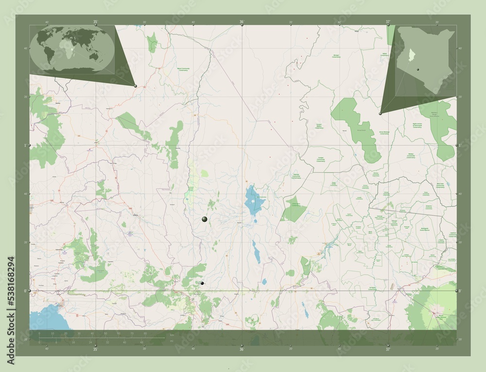 Fototapeta premium Baringo, Kenya. OSM. Major cities