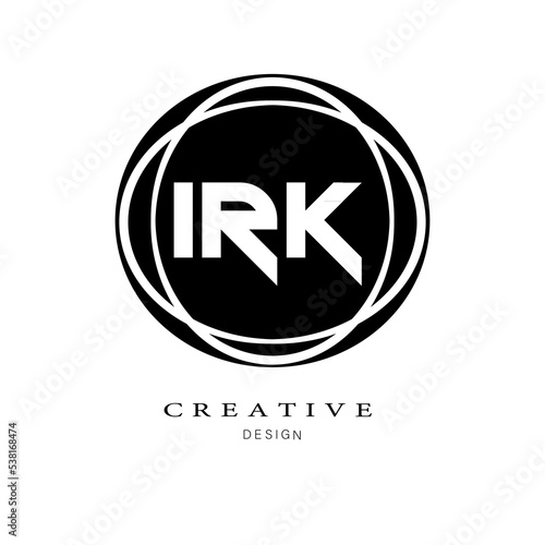 IRK Letter .IRK Letter Logo Design .Creative circle Design on Black background .I R K