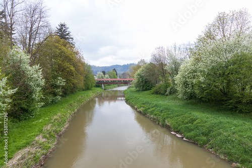 Covered Bridge over the Kocher river in Gaildorf Germany