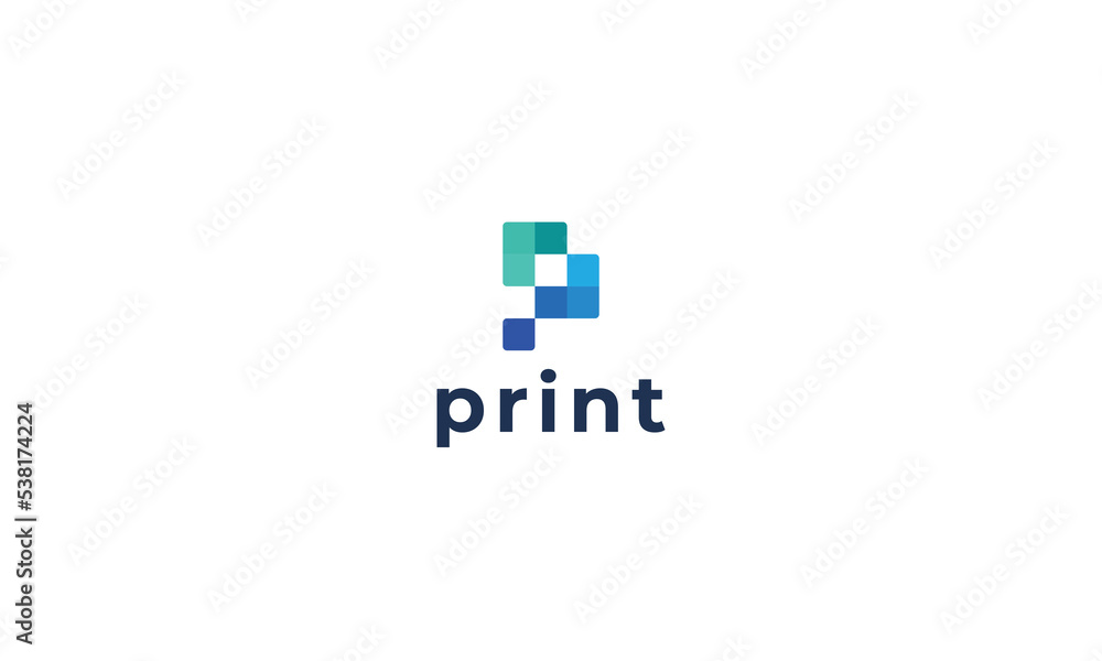 Letter P simple and unique technological Pixel logo Letter P simple and unique technological Pixel logo