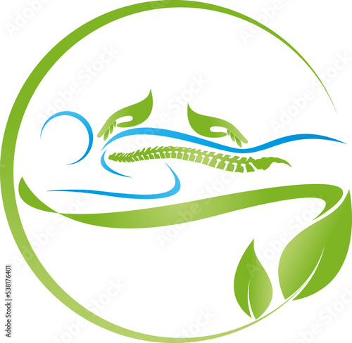 Person, Mensch und Hände, Massage, Orthopädie und Chiropraktiker Logo