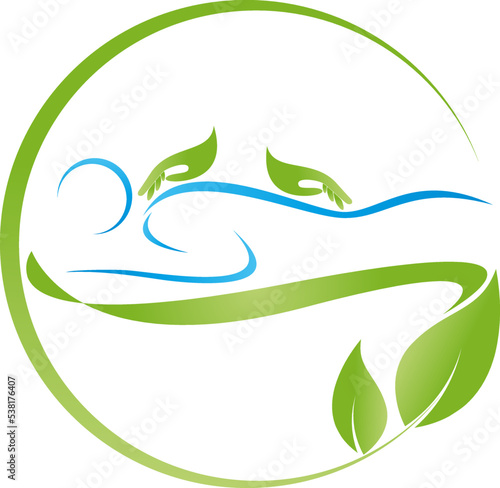 Person, Mensch und Hände, Massage, Orthopädie und Chiropraktiker Logo