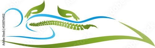 Person, Mensch und Hände, Massage, Orthopädie und Chiropraktiker Logo