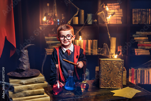 Quadro su tela Small wizard Cosplay. Halloween holiday. Halloween costume party