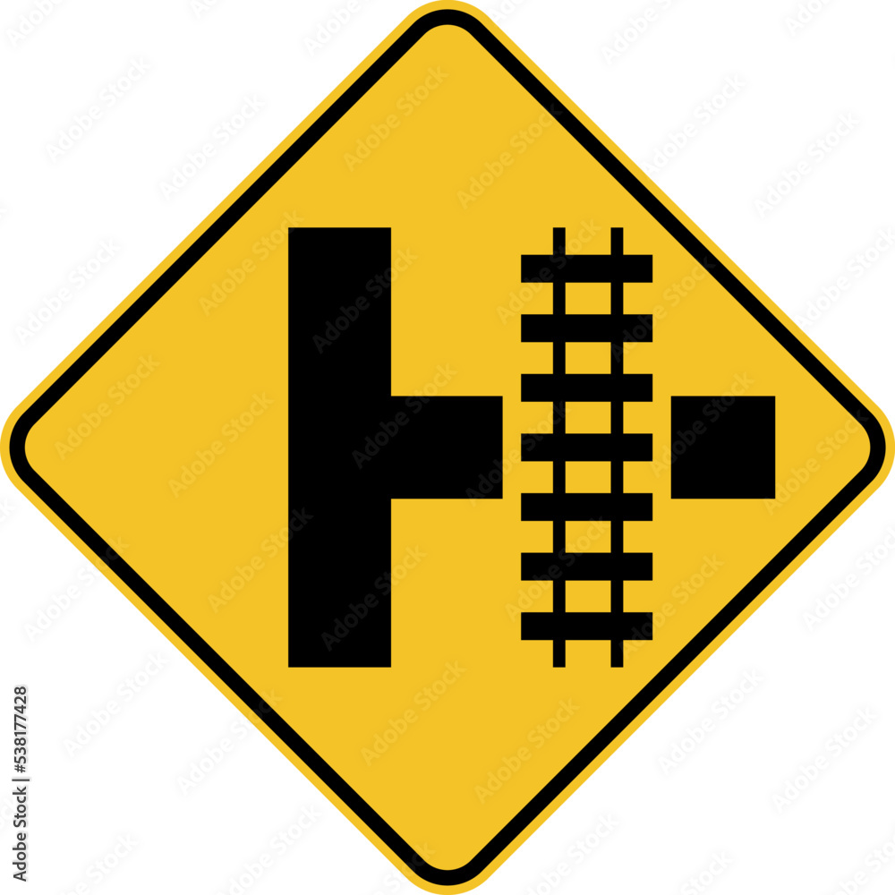 Fototapeta premium Highway Light Rail Transit Grade Crossing Right Sign