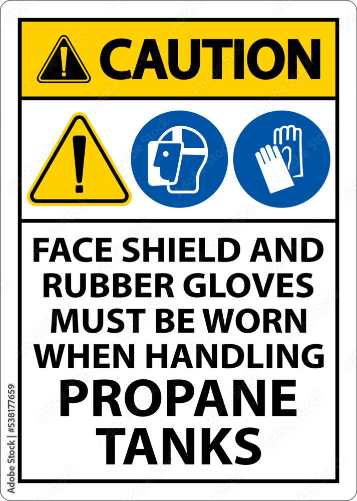 Caution PPE Required When Handling Propane Tanks Sign Caution PPE Required When Handling Propane Tanks Sign