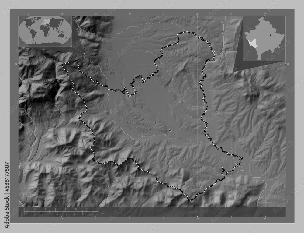 Gjakova, Kosovo. Grayscale. Major cities Gjakova, Kosovo. Grayscale. Major cities