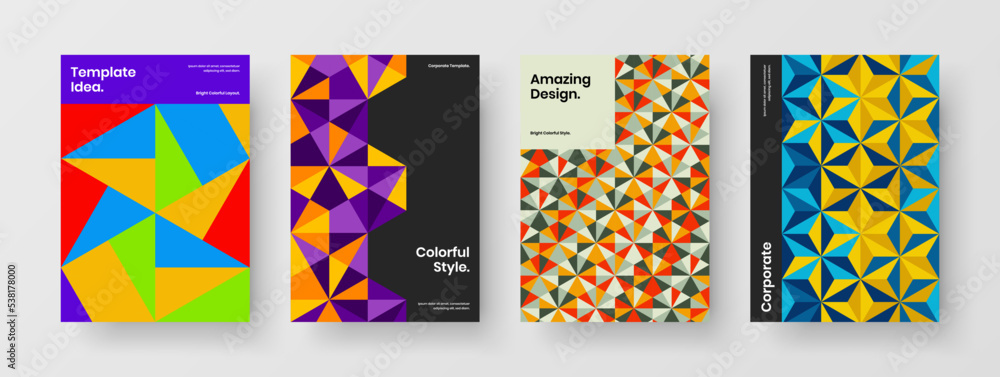 Creative front page A4 vector design template composition. Fresh mosaic shapes corporate cover concept collection. Creative front page A4 vector design template composition. Fresh mosaic shapes corporate cover concept collection.