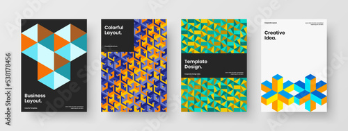 Trendy geometric pattern book cover template collection. Simple poster design vector layout bundle.