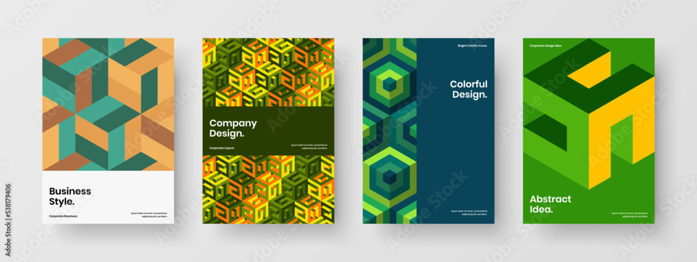 Minimalistic geometric pattern poster illustration composition. Creative book cover design vector layout collection.