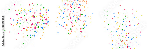 Colorful confetti set. Fireworks and pollen that are often used in promotions and events illustration set. party, diary, decorate, event. Vector