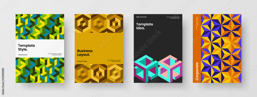 Isolated geometric hexagons postcard illustration set. Trendy booklet design vector concept composition. Isolated geometric hexagons postcard illustration set. Trendy booklet design vector concept composition.