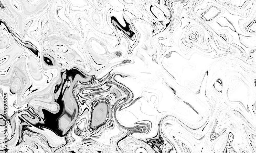 Black and White Abstract Soft Waves Curved Liquid Elements on ...