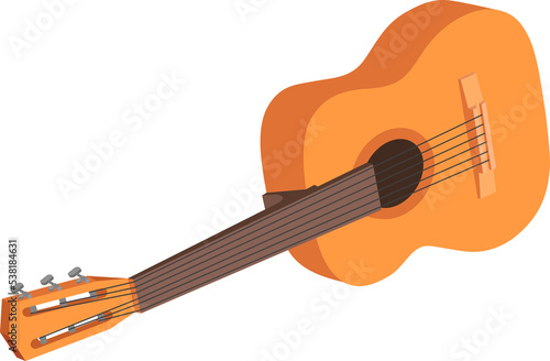 Acoustic guitar. Musical instrument isolated on a transparent background.