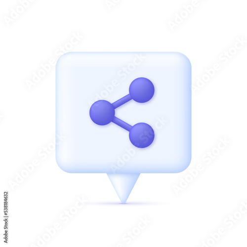 3D Share icon on Speech Bubble. Share icon in simple design. Can be used for many purposes.