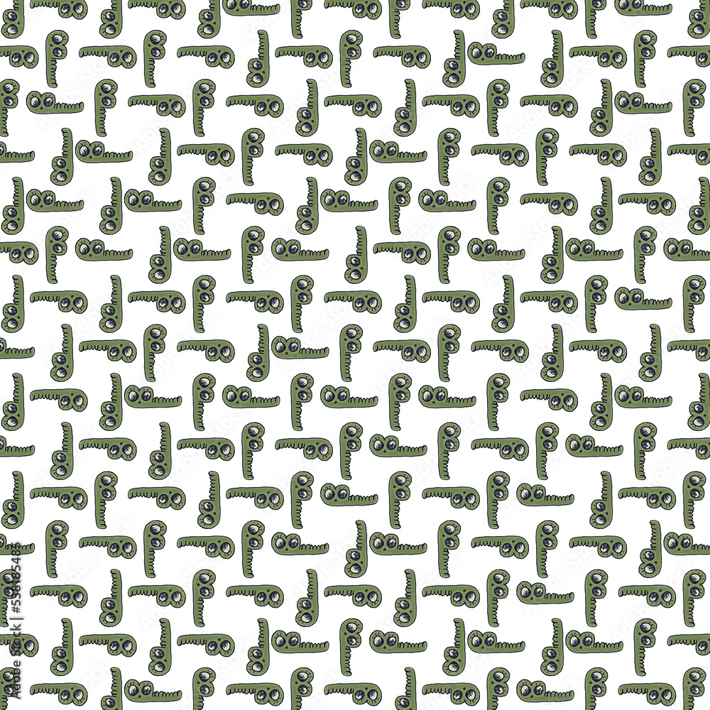 Cute worm sketchy drawing motif pattern