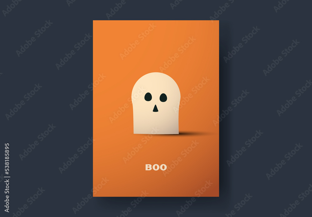 Adorable 3D Halloween Ghost Card Stock Template | Adobe Stock