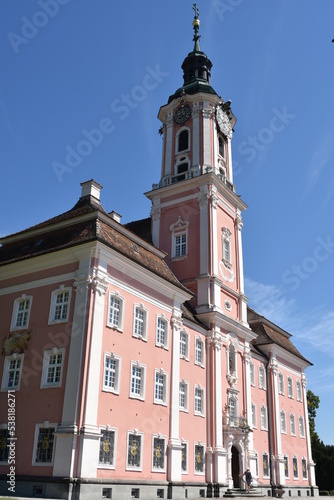 Pink Facade of Birnau Monastery on Lake Constance, Full Length Portrait, Germany