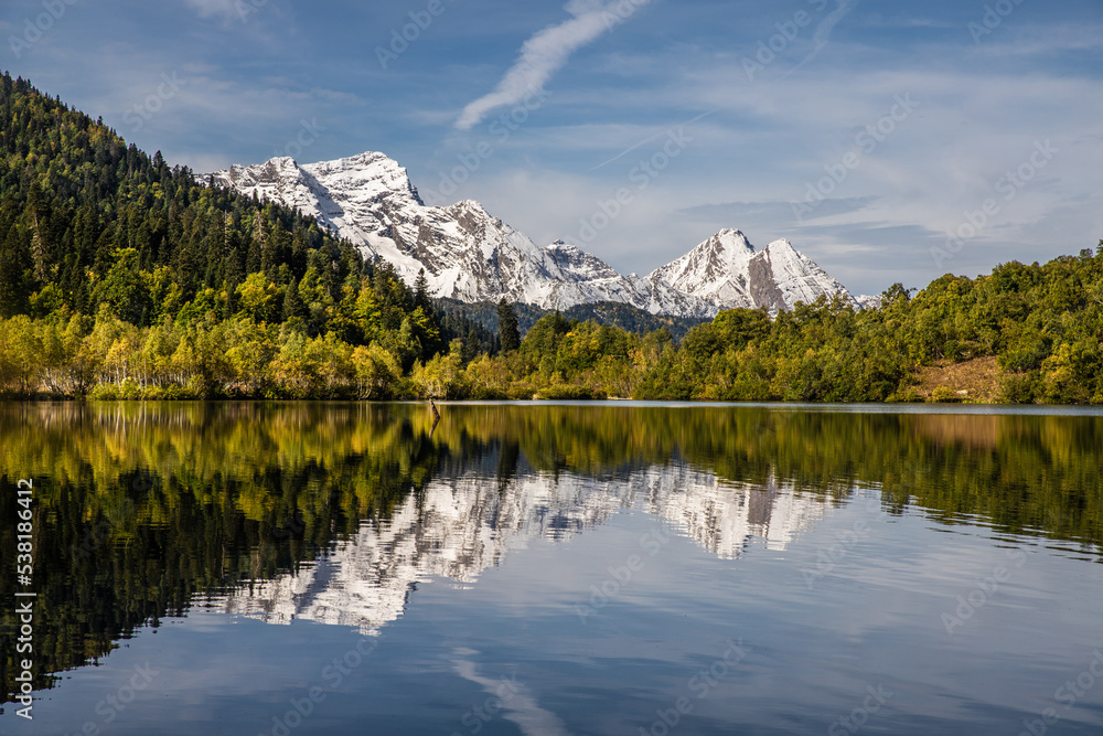 reflection of mountain in the lake