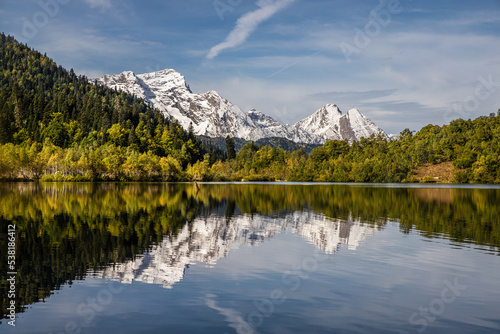 reflection of mountain in the lake