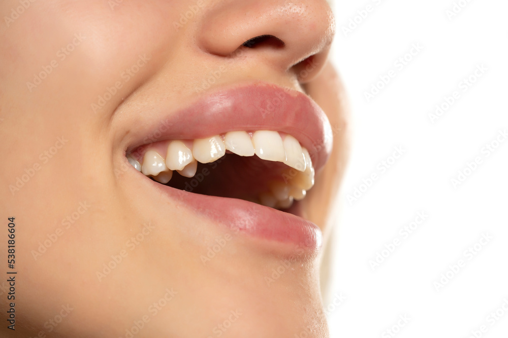 Obraz premium Smiling woman mouth with great healthy white teeth