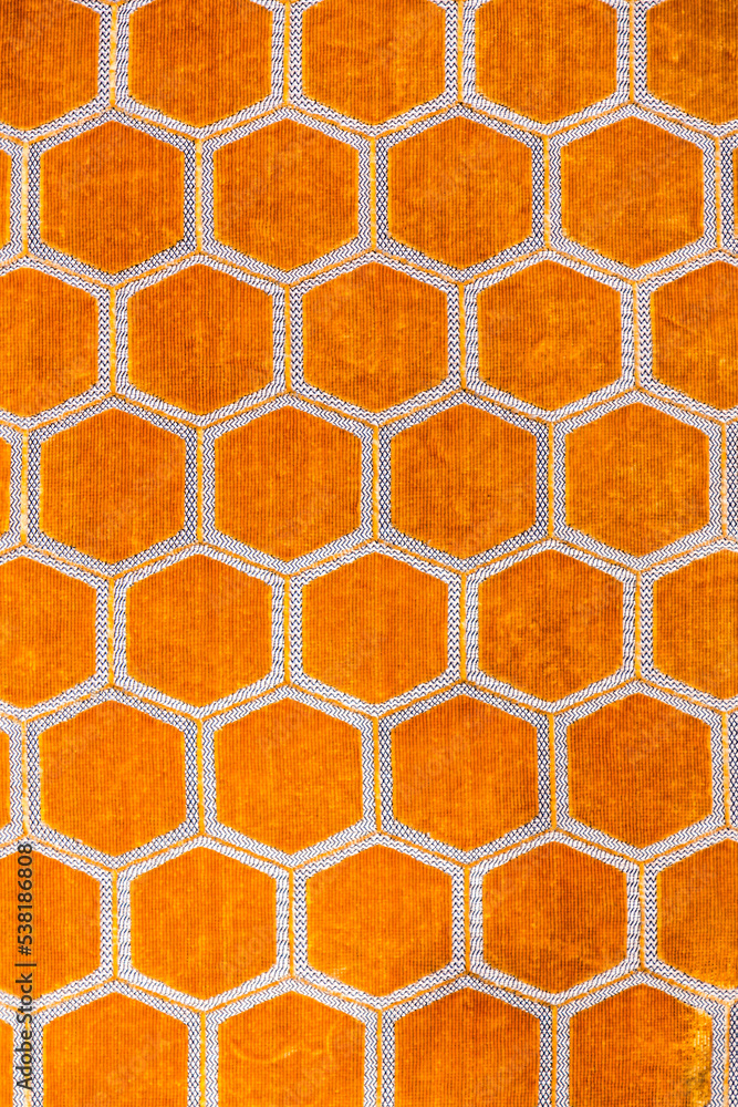 Fragment of velvet febric with hexagon shapes Fragment of velvet febric with hexagon shapes