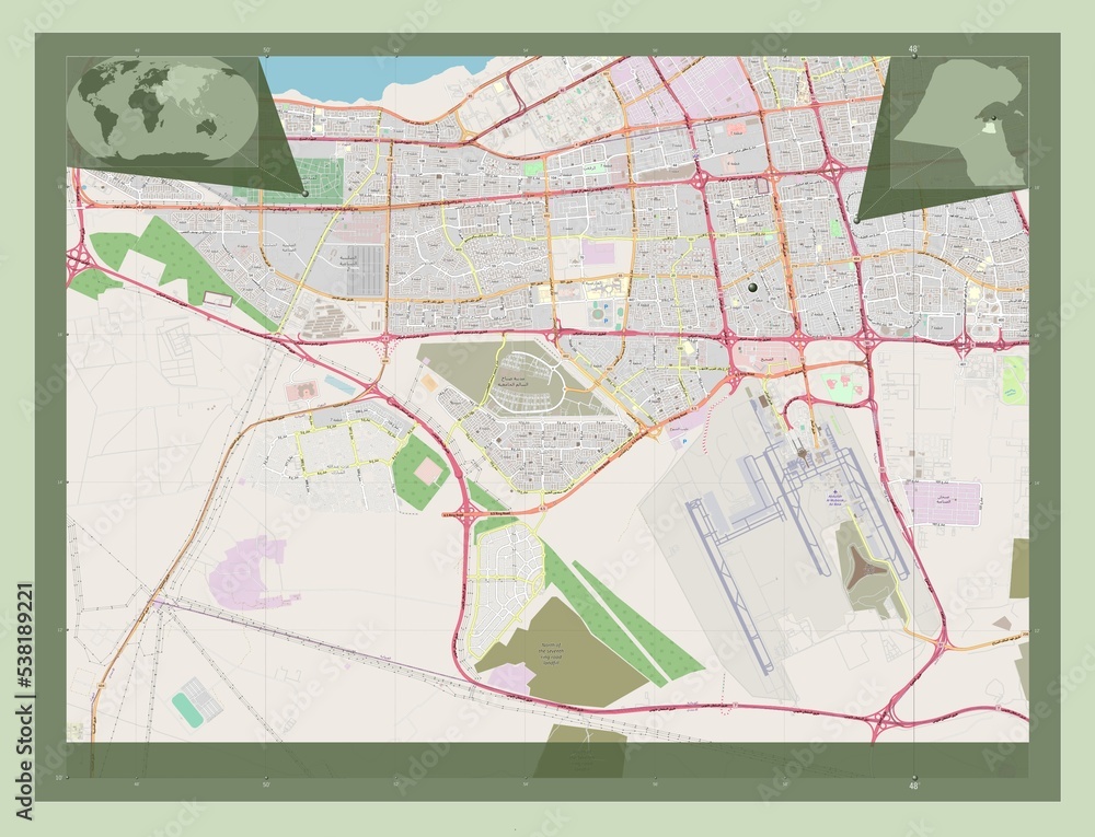 Obraz premium Al Farwaniyah, Kuwait. OSM. Major cities