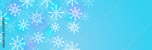 Christmas blue background with snow and snowflake