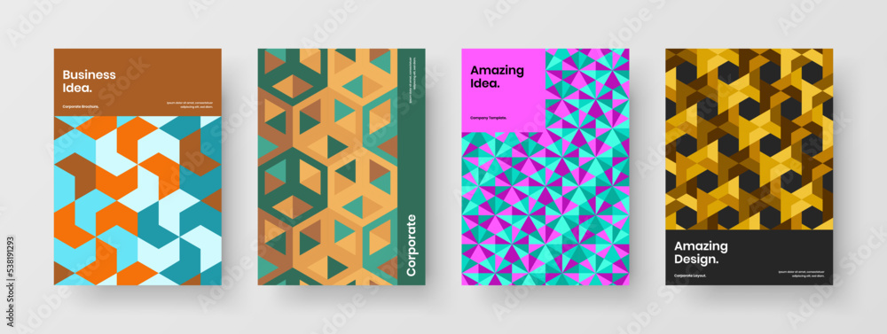 Simple geometric tiles book cover concept composition. Amazing company identity A4 vector design illustration collection. Simple geometric tiles book cover concept composition. Amazing company identity A4 vector design illustration collection.