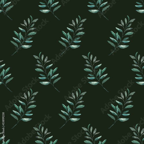 Abstract Seamless floral pattern with watercolor leaves