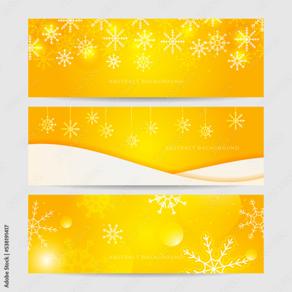 Christmas yellow orange background with snow and snowflake. Christmas card with snowflake border vector illustration Christmas yellow orange background with snow and snowflake. Christmas card with snowflake border vector illustration