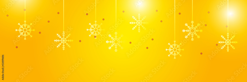 Christmas yellow orange background with snow and snowflake. Christmas card with snowflake border vector illustration Christmas yellow orange background with snow and snowflake. Christmas card with snowflake border vector illustration