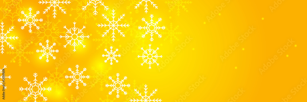 Christmas yellow orange background with snow and snowflake. Christmas card with snowflake border vector illustration Christmas yellow orange background with snow and snowflake. Christmas card with snowflake border vector illustration