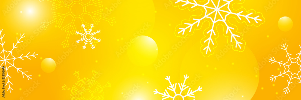 Christmas yellow orange background with snow and snowflake. Christmas card with snowflake border vector illustration Christmas yellow orange background with snow and snowflake. Christmas card with snowflake border vector illustration