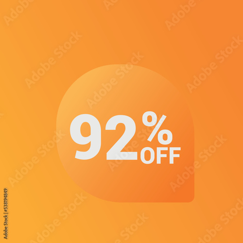92% off Sale banner offer ad discount promotion vector banner. price discount offer. season sale promo sticker colorful background	
